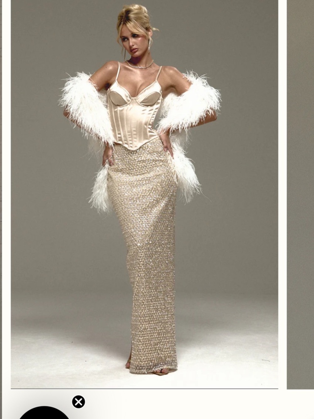 Sydney Lane - Ivory Sequin Maxi Dress with Corset Bodice